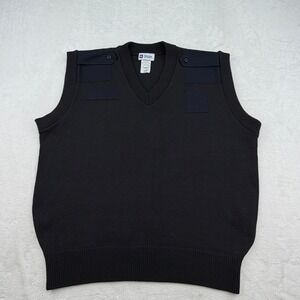 Image Authority Men's Black V-Neck Knit Vest XL Tactical Utility Pockets